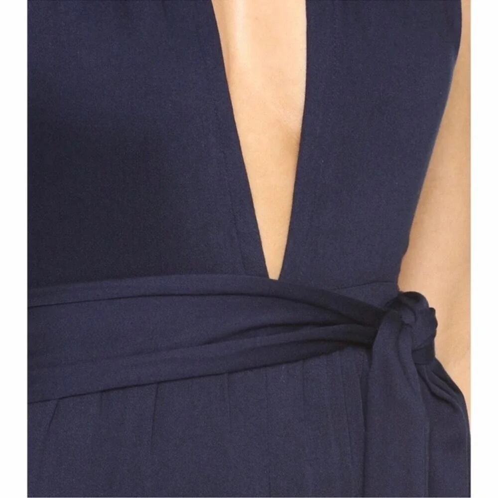 Faithfull the Brand Women's Cannes Halter Neck Bohemian Jumpsuit L Blue NWT